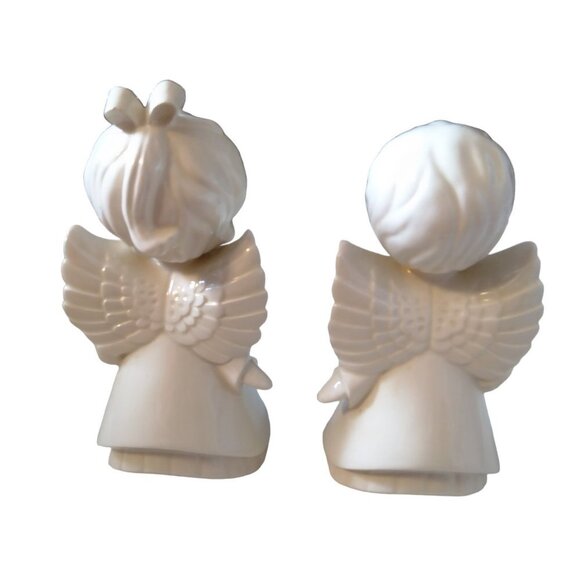 Kissing Choir Angel Set Of 2 Ceramic Figurines 1980 Christmas Vintage CB3 - Picture 4 of 6
